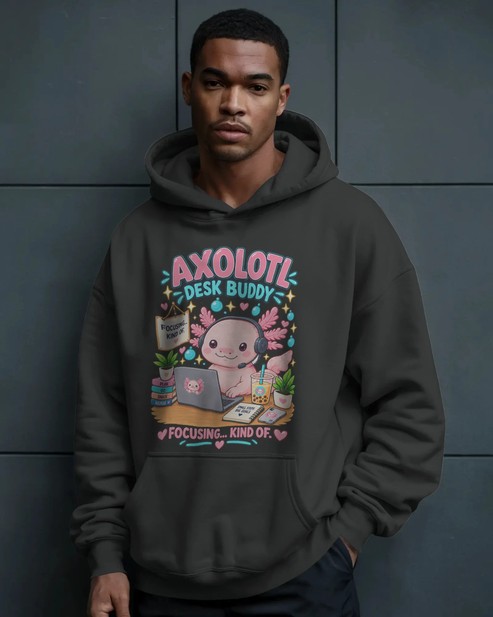 Axolotl Desk Buddy Hoodie Design 2