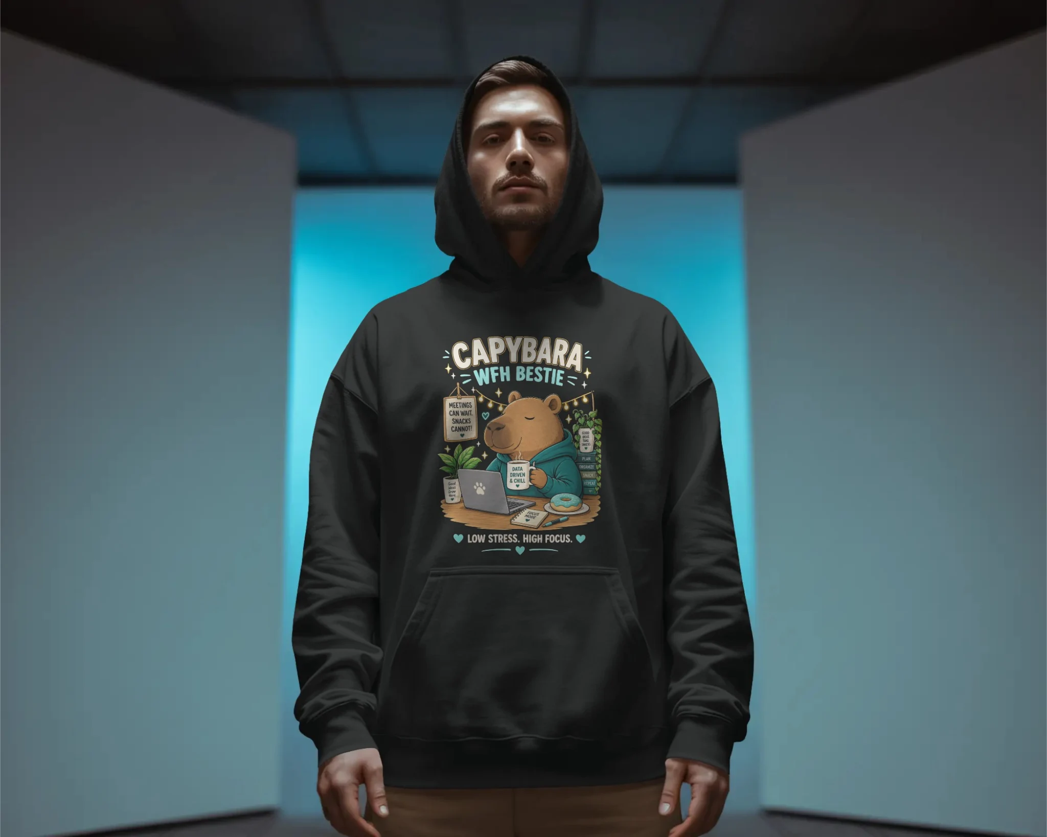 Capybara WFH Bestie Hoodie Design 1