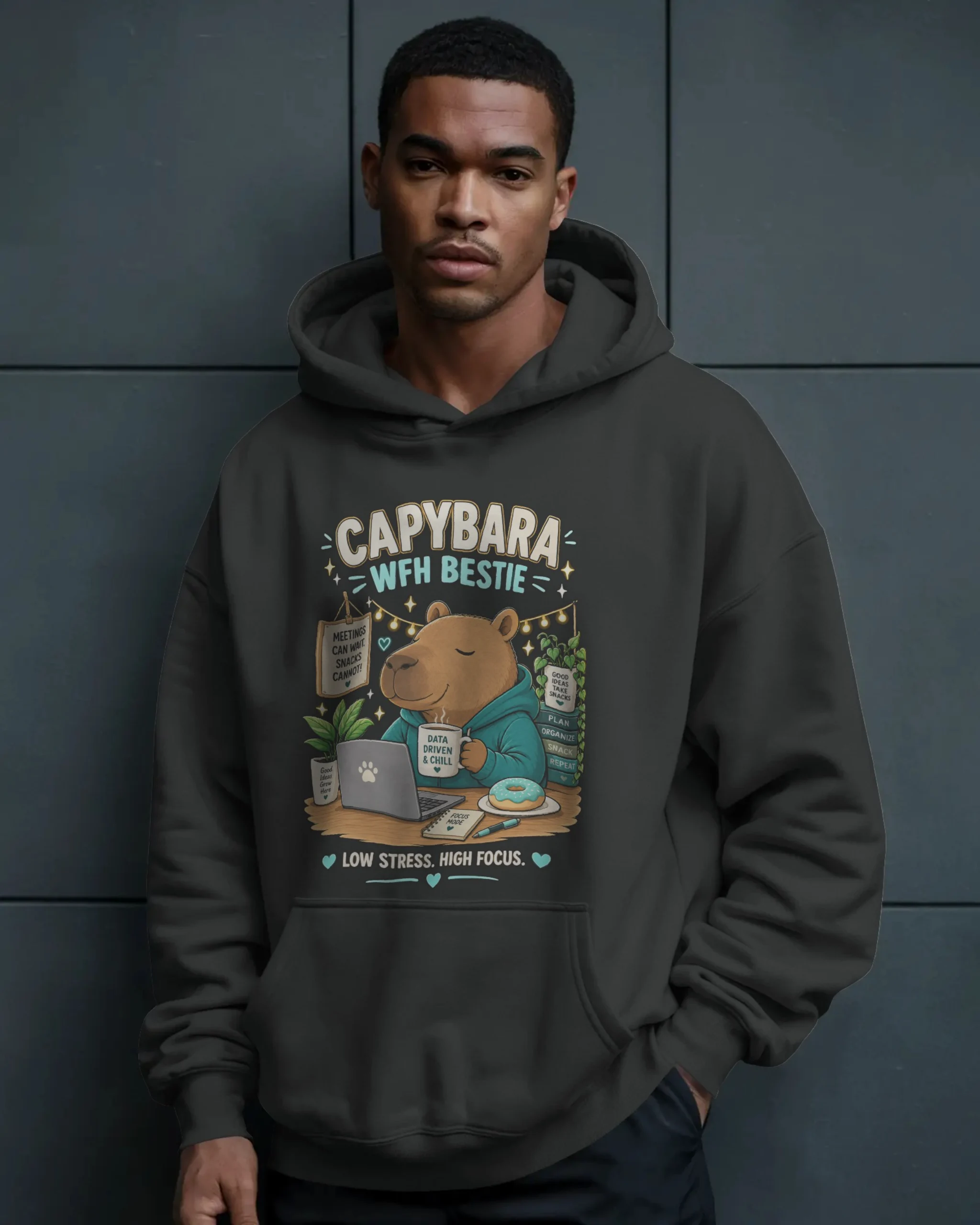 Capybara WFH Bestie Hoodie Design 2