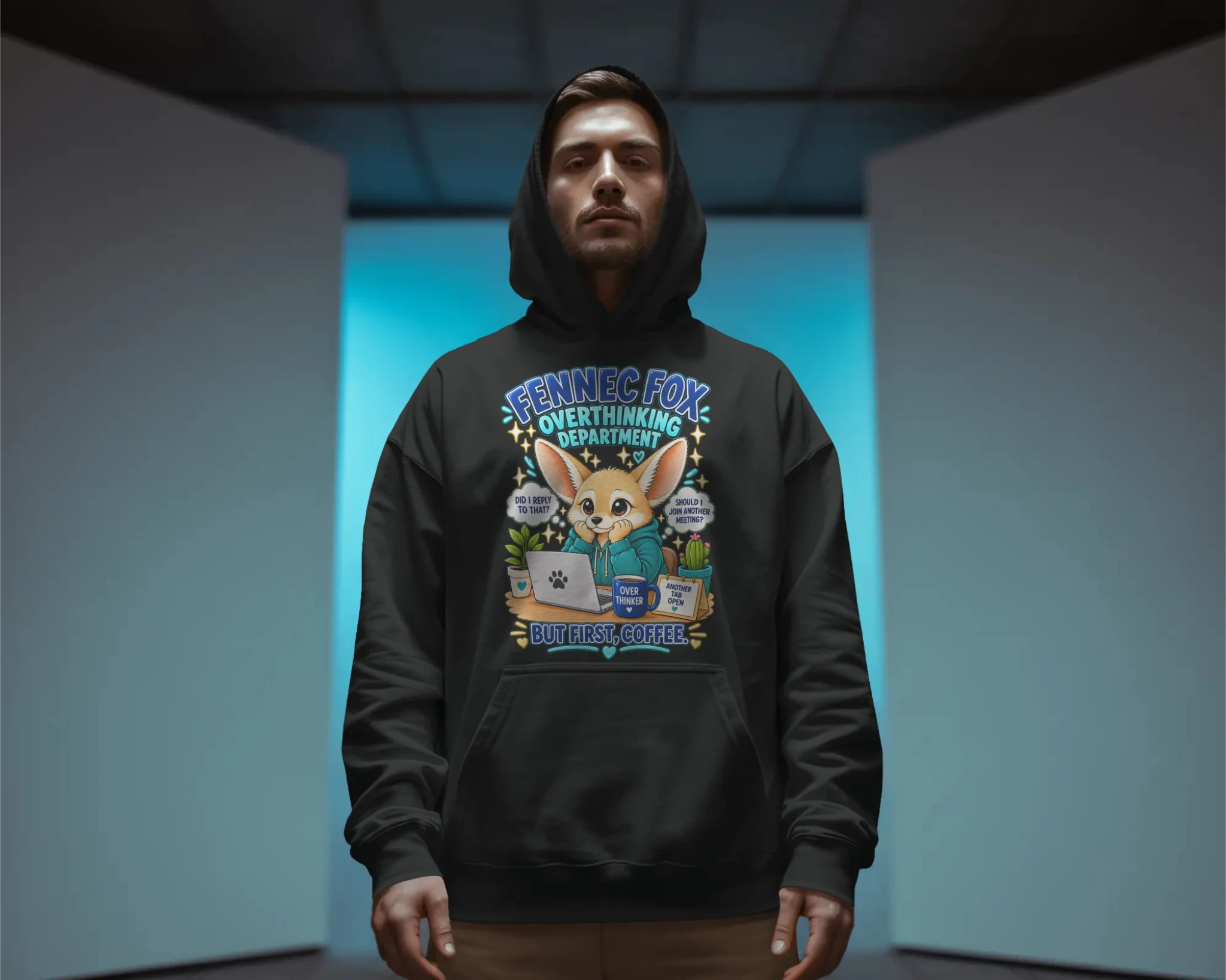 Fennec Fox Overthinking Department Hoodie Design 1