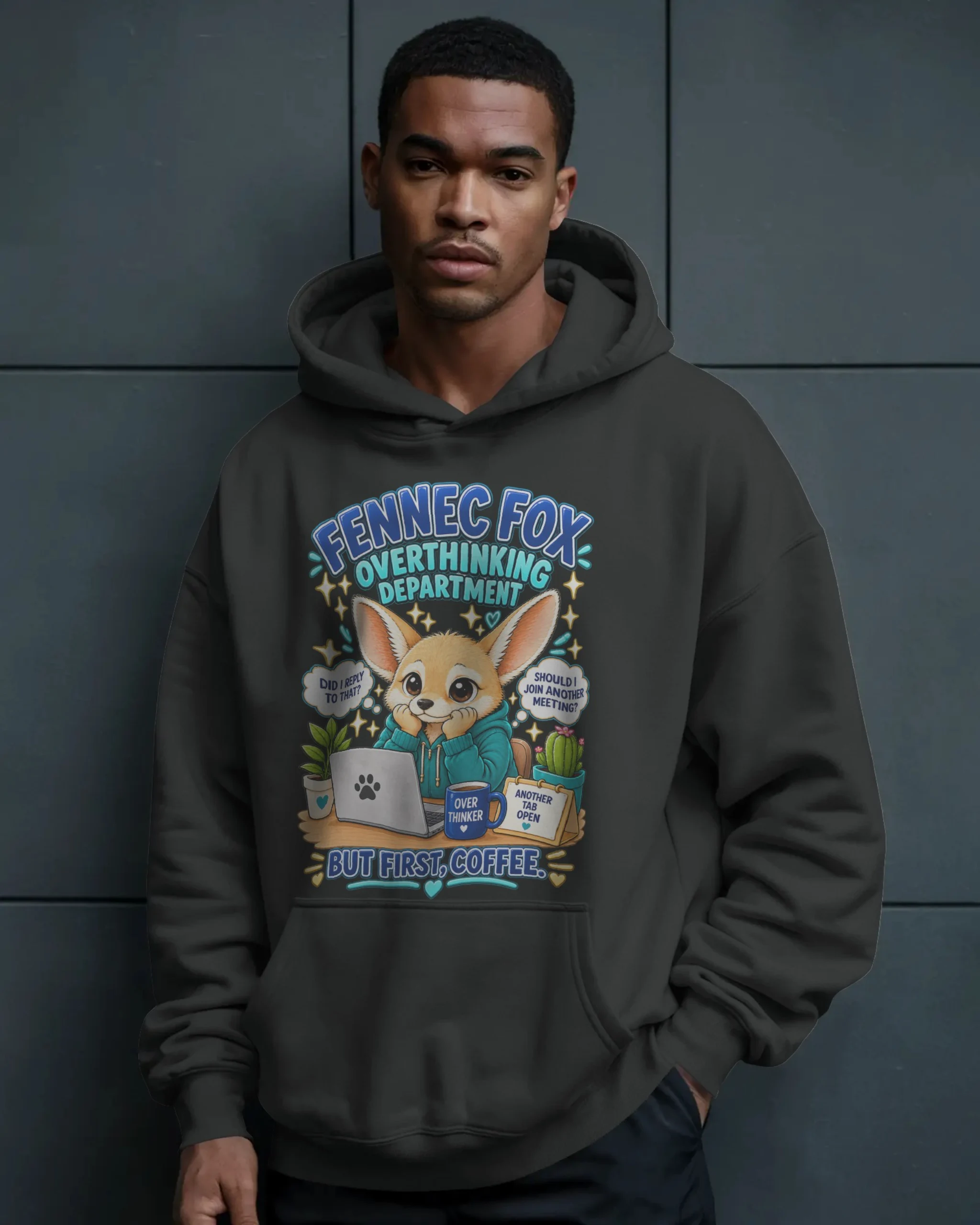 Fennec Fox Overthinking Department Hoodie Design 2